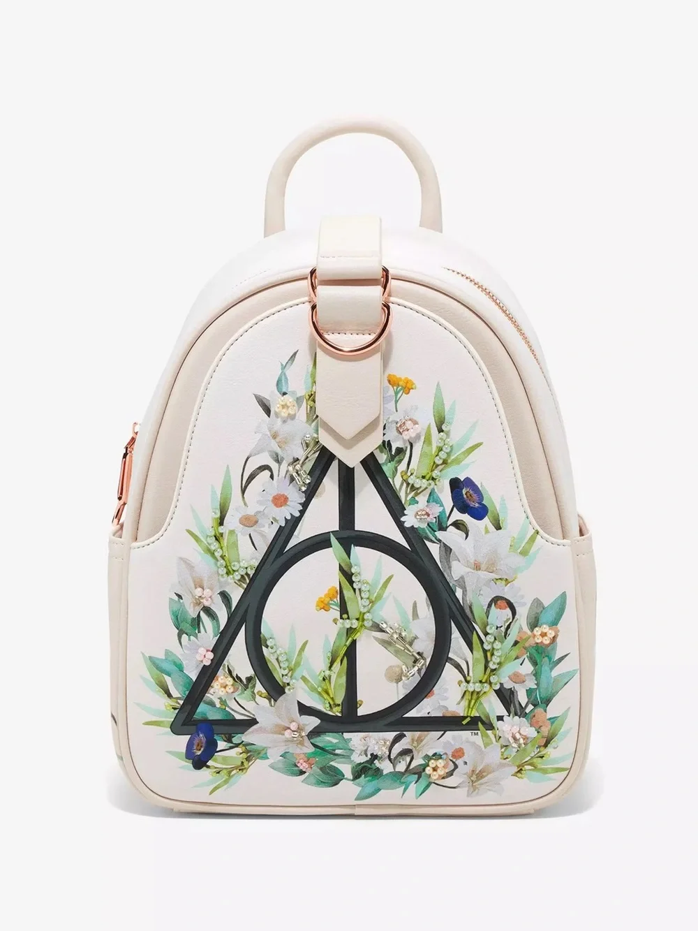 Ivory Floral Deathly Hallows Mini Backpack - Never opened